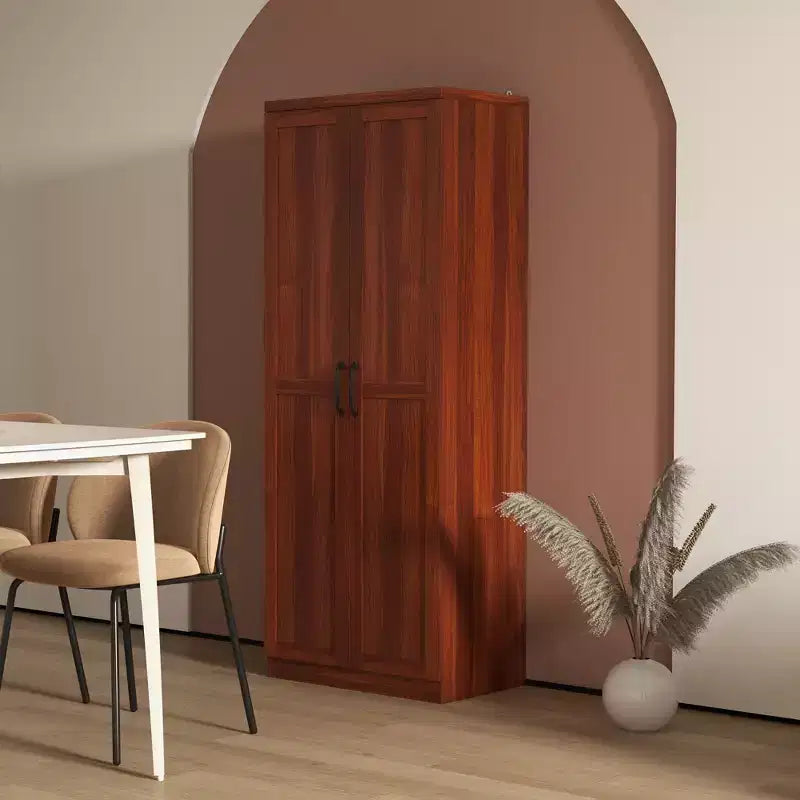 Freistehender Küchenschrank aus Spanplatte, 5 Ablagen, 160×60×40 cm – Braun / Orange / Beige / Weiß