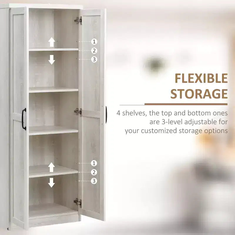 Freistehender Küchenschrank aus Spanplatte, 5 Ablagen, 160×60×40 cm – Braun / Orange / Beige / Weiß