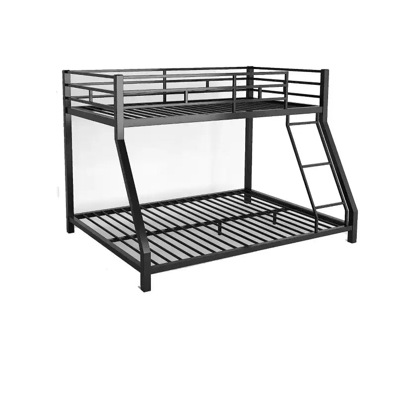 Schwarzes Metall-Etagenbett mit Leiter und Sicherheitsgeländer, 136×196×136 cm