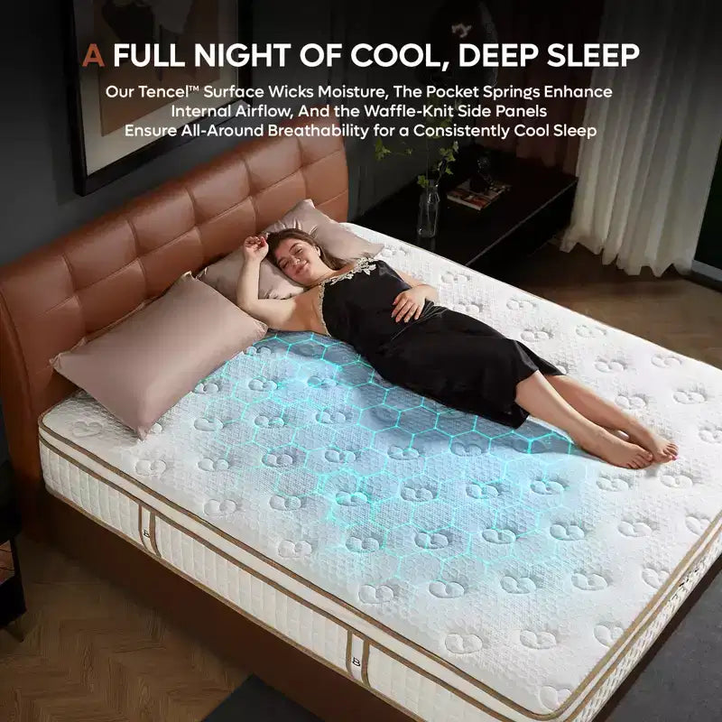 King-Hybrid-Matratze aus Tencel, mittelfest, 30 cm – für Schlafzimmer