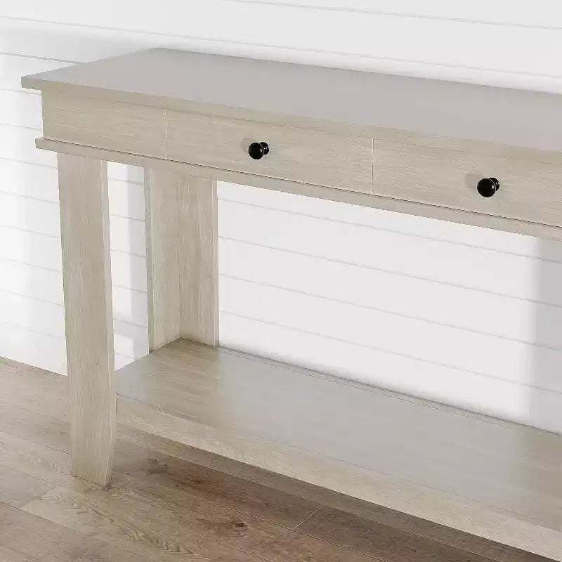 Konsolentisch im Landhausstil mit 2 Schubladen und Ablage, 137 cm – Braun / Grau