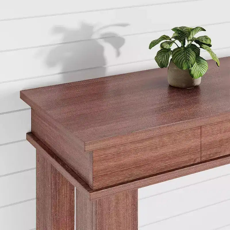 Konsolentisch im Landhausstil mit 2 Schubladen und Ablage, 137 cm – Braun / Grau