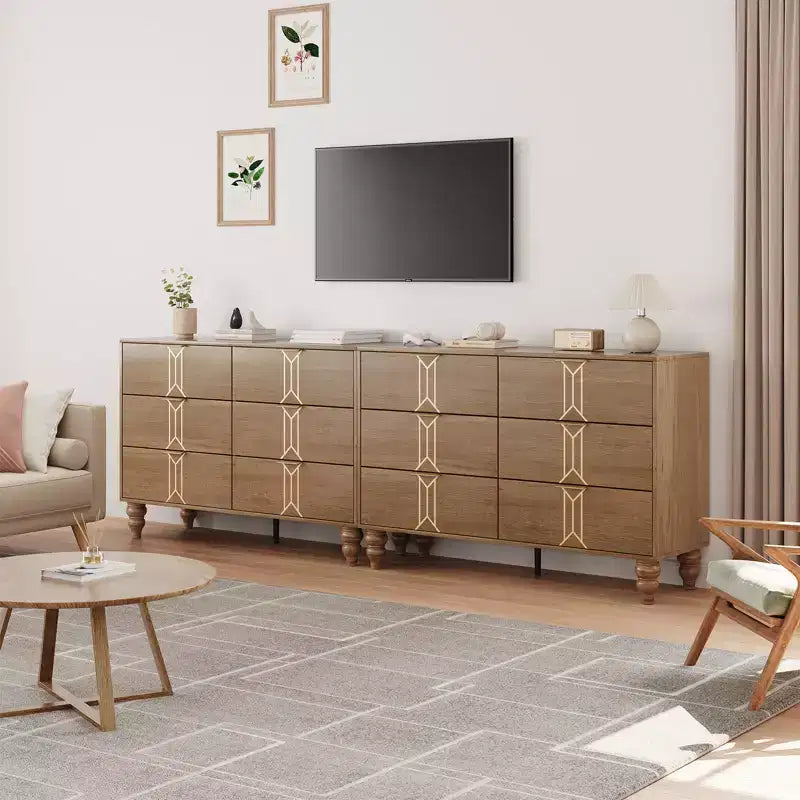 Vintage Kommode mit 6 Schubladen aus MDF – Weiß/Schwarz oder Holz/Gold
