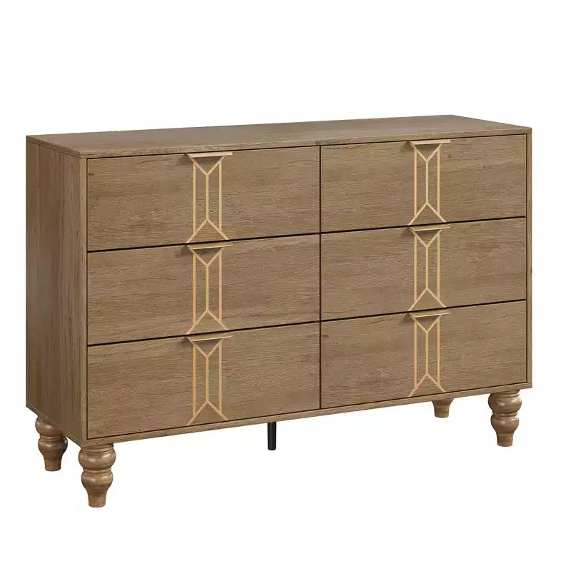 Vintage Kommode mit 6 Schubladen aus MDF – Weiß/Schwarz oder Holz/Gold