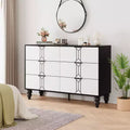 Modern Wooden 6 Drawer Dresser , Vintage Pattern Design for Bedroom, Living Room,