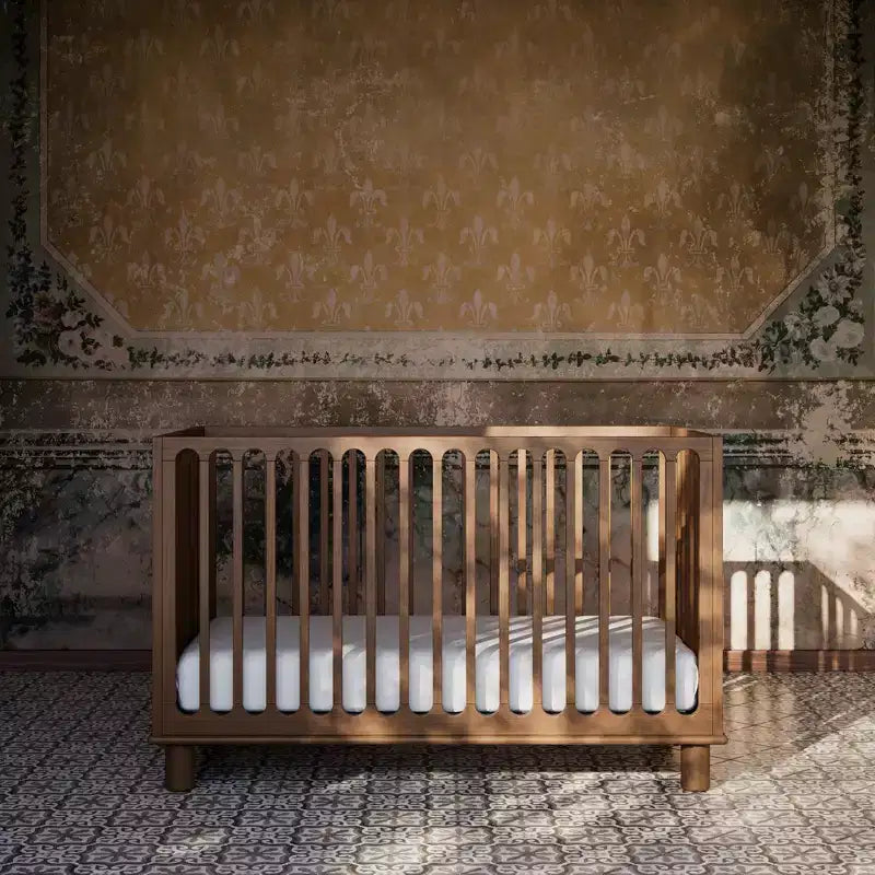Wandelbares 3-in-1-Babybett aus Massivholz mit Kleinkindgitter – Treibholz / Haselnuss / Olive / Salbei
