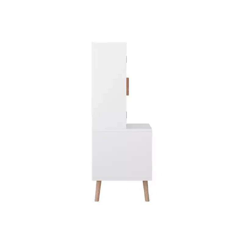 Aufbewahrungsschrank für Kinder mit 2 Türen in Weiß mit Holzbeinen, 95×60×35 cm