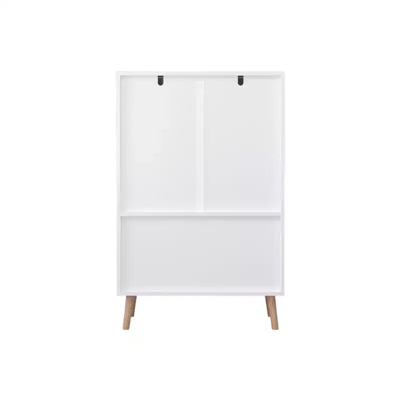 Aufbewahrungsschrank für Kinder mit 2 Türen in Weiß mit Holzbeinen, 95×60×35 cm