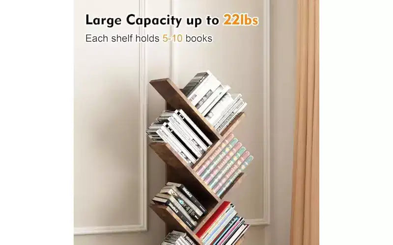 8-stöckiges Baumregal aus Metall und Holz, 131 cm – für Wohnzimmer und Büro