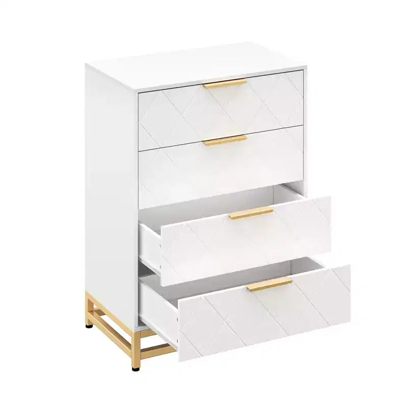 Moderne Kommode mit 4 Schubladen aus MDF, 61×40×92 cm – Rosa / Weiß
