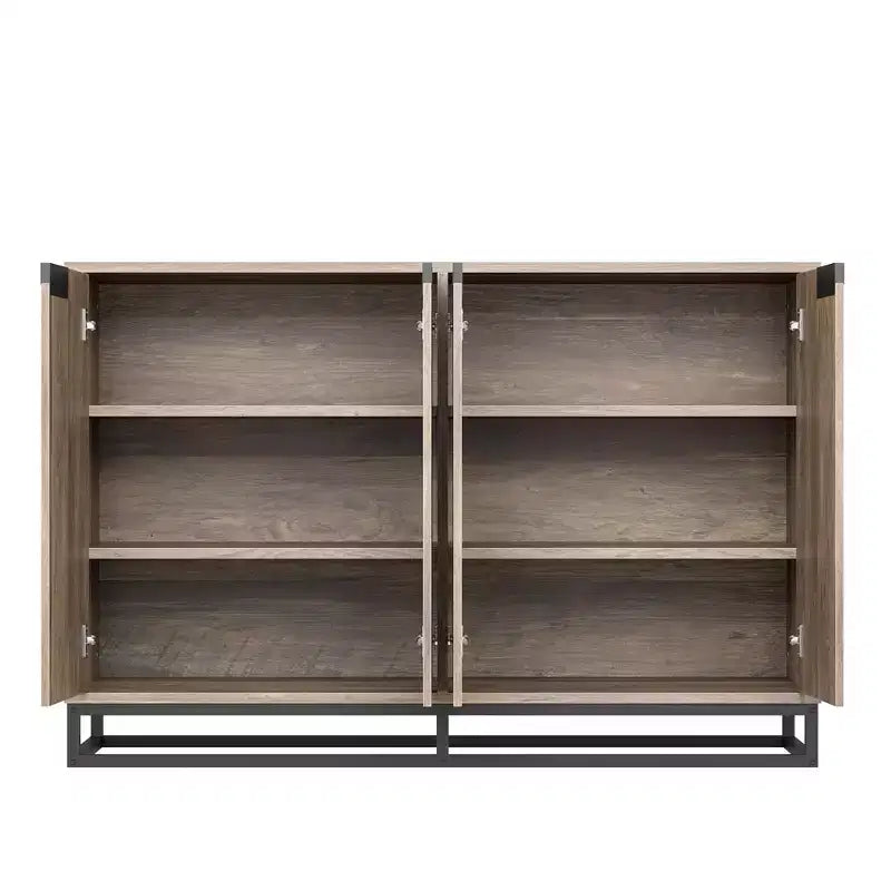 Moderne Kommode mit 4 Türen aus Holz mit verstellbaren Einlegeböden – Grau / Braun