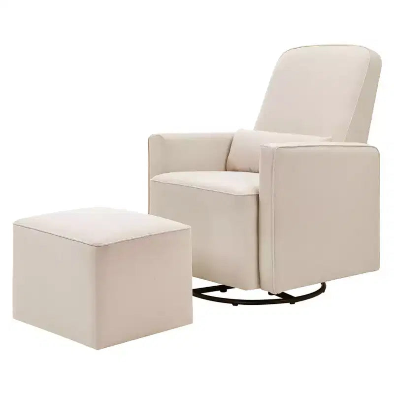 daVinci Olive Glider and Ottoman - Cream Finish w/Cream Piping