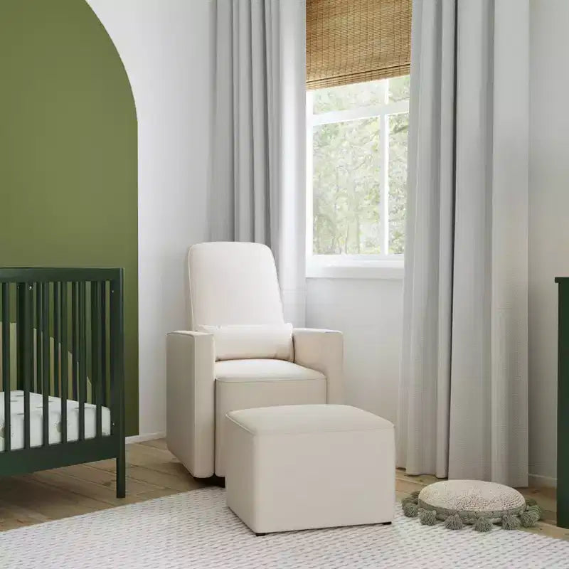 Schaukelstuhl mit Fußstütze aus cremefarbenem Stoff, 100×64×80 cm – für Wohnzimmer und Kinderzimmer