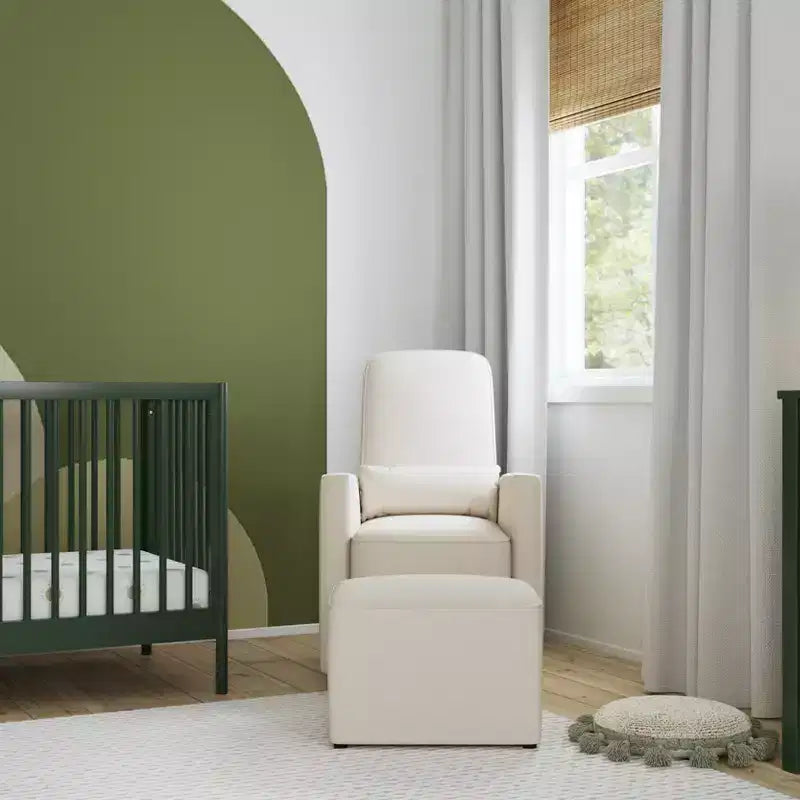 Schaukelstuhl mit Fußstütze aus cremefarbenem Stoff, 100×64×80 cm – für Wohnzimmer und Kinderzimmer