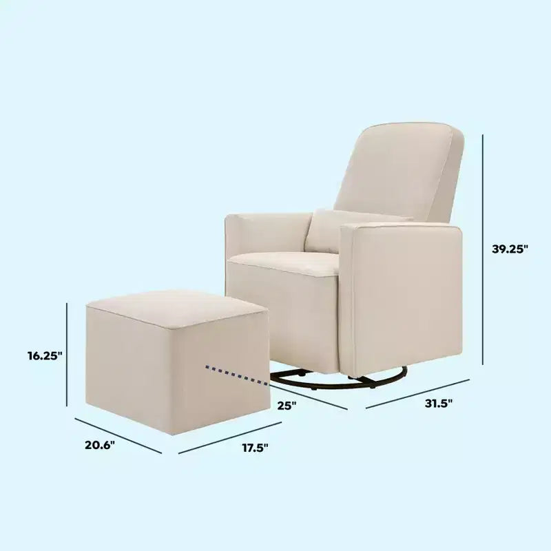 Schaukelstuhl mit Fußstütze aus cremefarbenem Stoff, 100×64×80 cm – für Wohnzimmer und Kinderzimmer