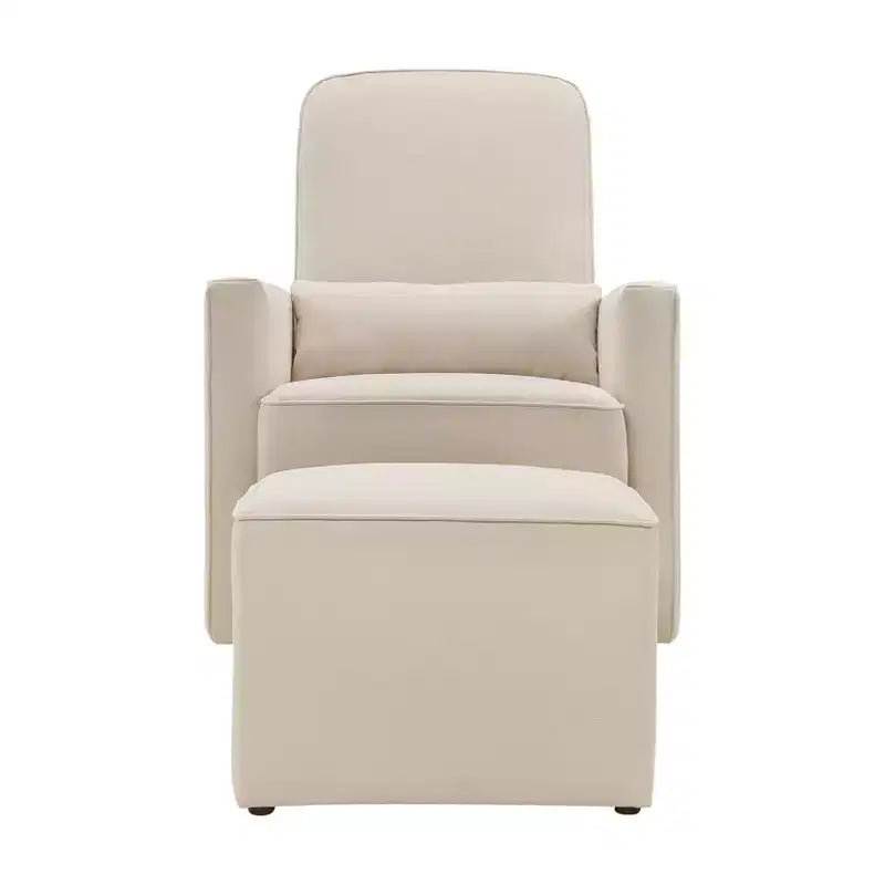 Schaukelstuhl mit Fußstütze aus cremefarbenem Stoff, 100×64×80 cm – für Wohnzimmer und Kinderzimmer