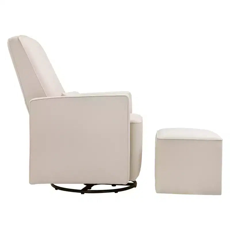 Schaukelstuhl mit Fußstütze aus cremefarbenem Stoff, 100×64×80 cm – für Wohnzimmer und Kinderzimmer
