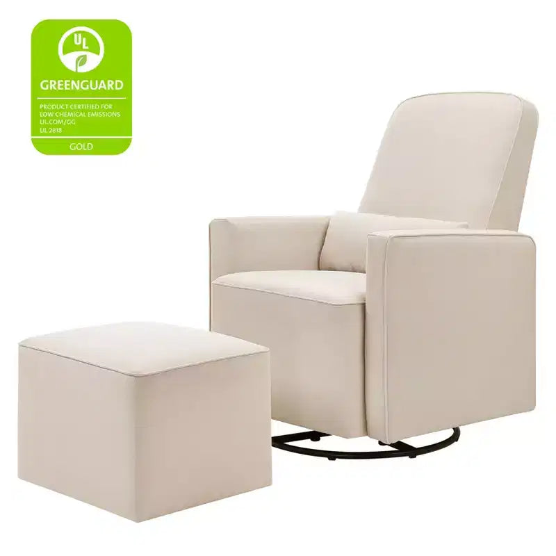 Schaukelstuhl mit Fußstütze aus cremefarbenem Stoff, 100×64×80 cm – für Wohnzimmer und Kinderzimmer