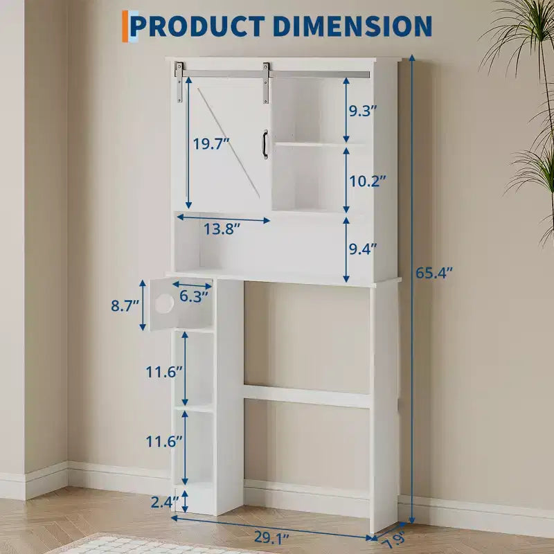 Toilettenaufsatzschrank aus MDF im Scheunentor-Stil mit verstellbarem Regal und Papierhalter – Braun