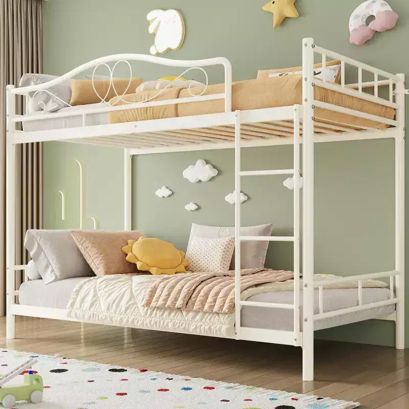Metallisches Etagenbett Twin/Twin mit durchgehenden Seitengittern, 180 kg Tragkraft – Schwarz / Silber / Gold / Rosa / Weiß