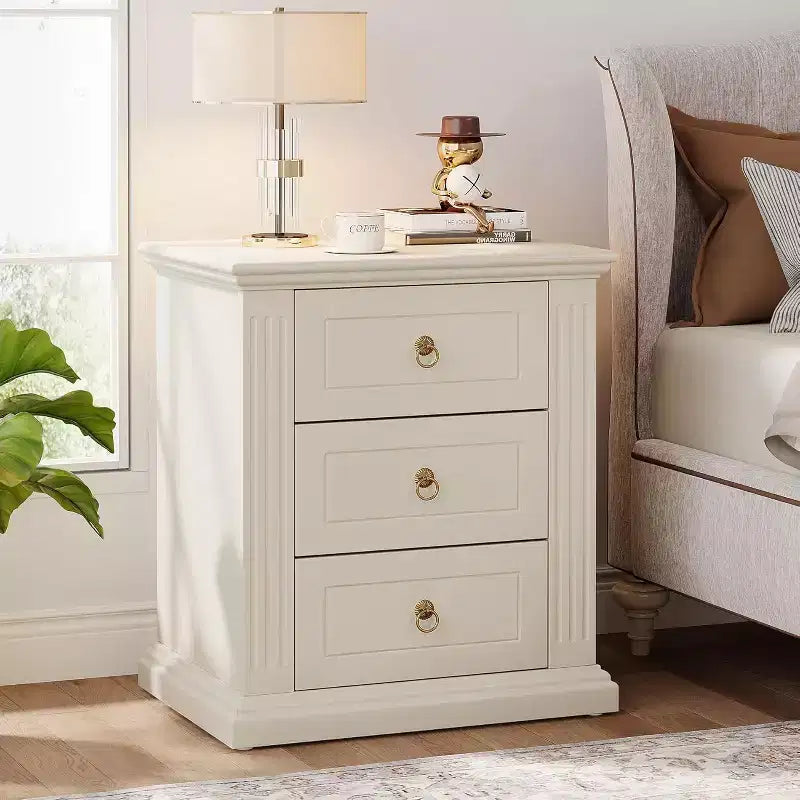 Lantine 3-Drawer Nightstand, Modern Night Stand with Storage Drawers, Wood Bedside Table Side End Table for Bedroom, Beige Visit the Tribesigns Store