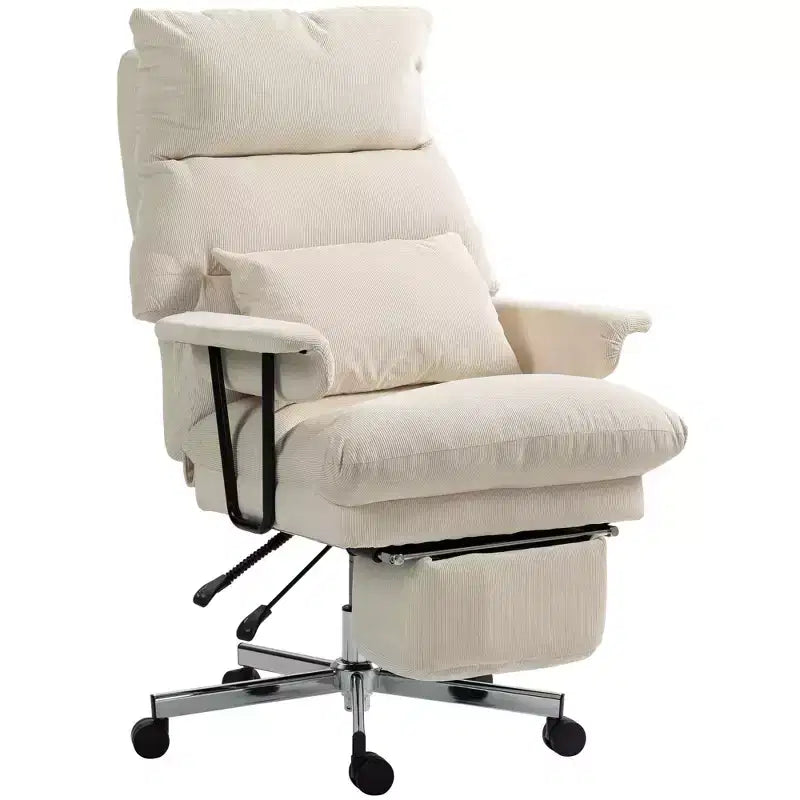 Executive Office Chair with Lumbar Support, Footrest, High Back Reclining Overstuffed Desk Chair with