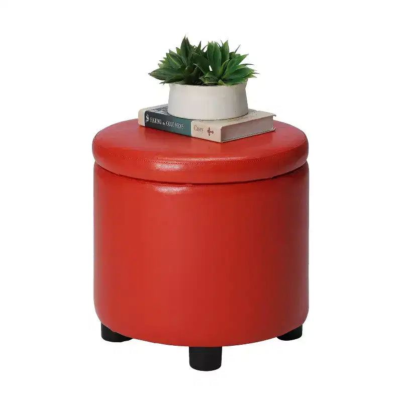 HomeStock Comfort Round Accent Storage Ottoman with Reversible Tray Lid
