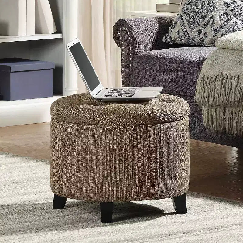 HomeStock Comfort Round Storage Ottoman