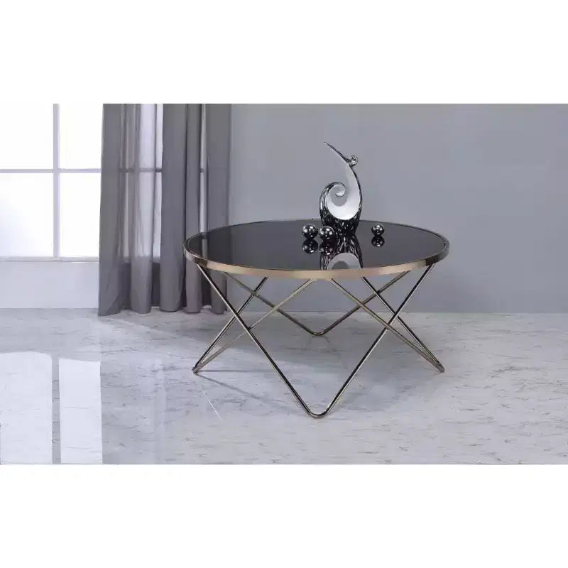 Royal Hampton Coffee Table, Black Glass & Gold