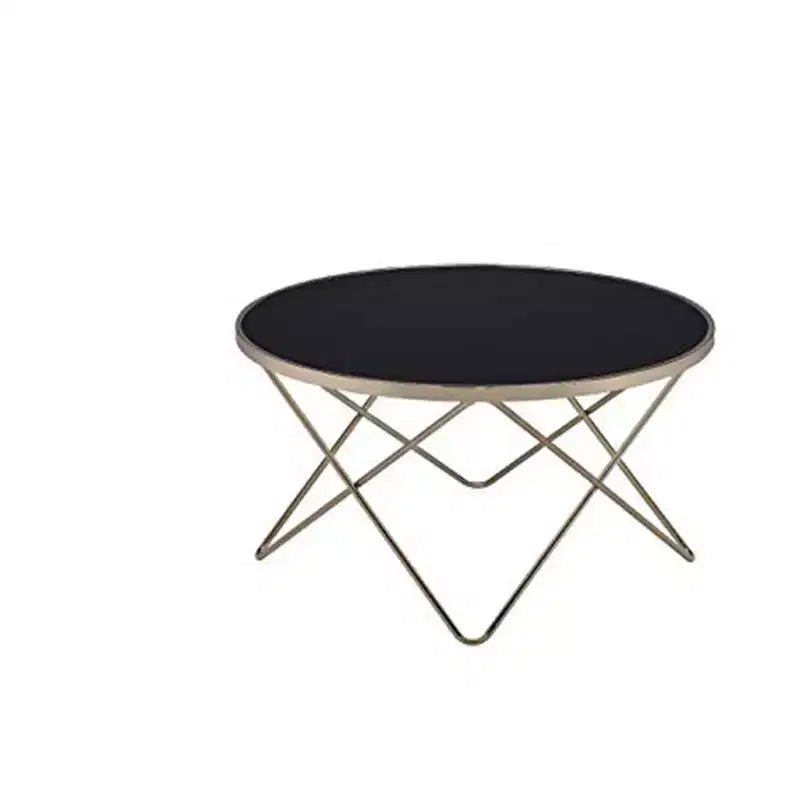 Runder Couchtisch aus schwarzem Glas und goldenem Metall, 46×86 cm – für Wohnzimmer