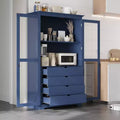 TOPMAX 44.7x20x75inch Kitchen Pantry, Freestanding Kitchen Storage Cabinet Display Cabinet with Glass Doors and 4 Built-in Drawers for Living Room
