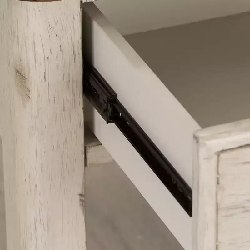 Antiker weißer und kastanienbrauner Beistelltisch im Landhausstil, einzeln