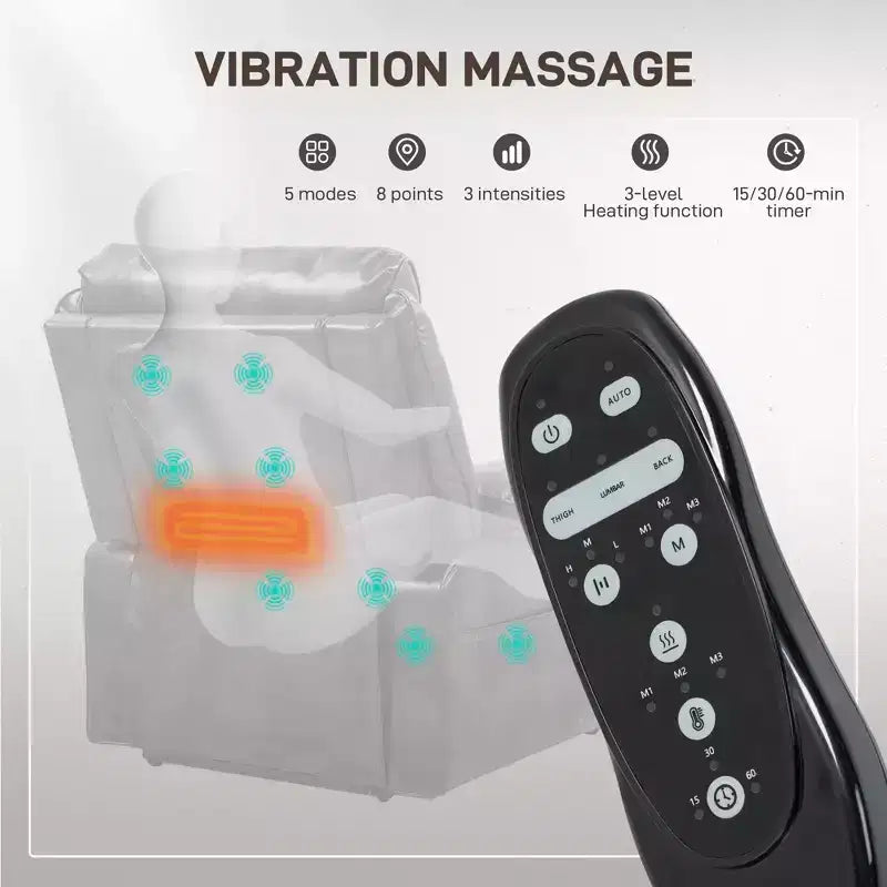 Sessel mit Aufstehhilfe, Massage- und Heizfunktion, aus schwarzem PU-Leder, 1-Sitzer