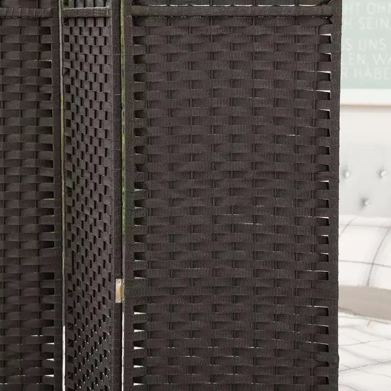 6-teiliger Raumteiler, 170 cm – Beige / Schwarz / Braun / Anthrazit / Naturholz