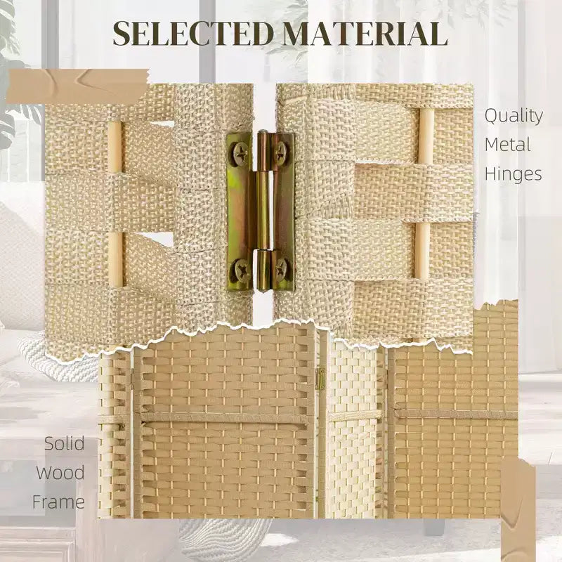 6-teiliger Raumteiler, 170 cm – Beige / Schwarz / Braun / Anthrazit / Naturholz