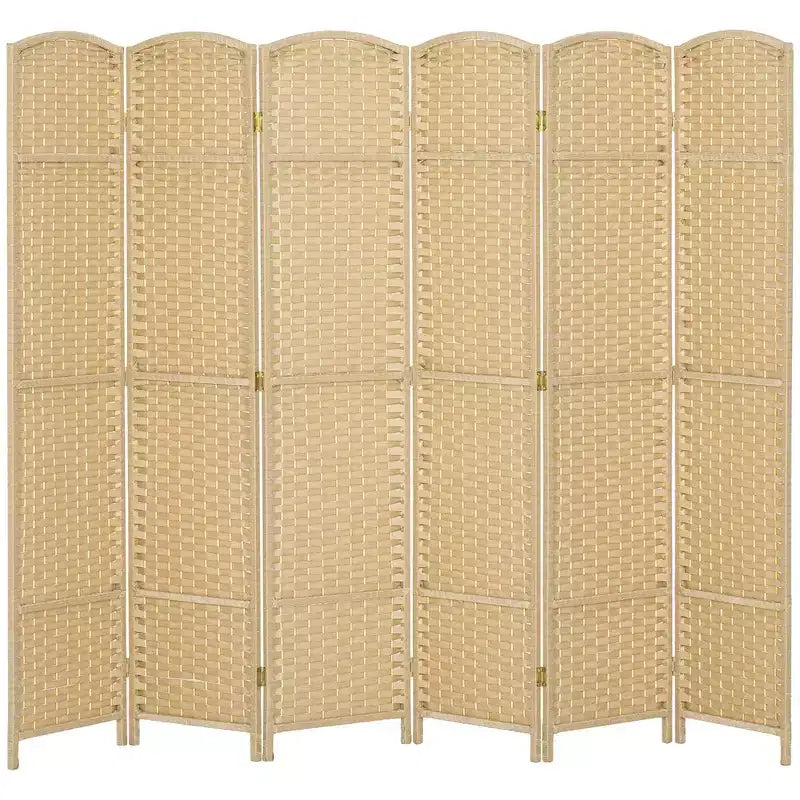 6-teiliger Raumteiler, 170 cm – Beige / Schwarz / Braun / Anthrazit / Naturholz