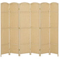 6-teiliger Raumteiler, 170 cm – Beige / Schwarz / Braun / Anthrazit / Naturholz
