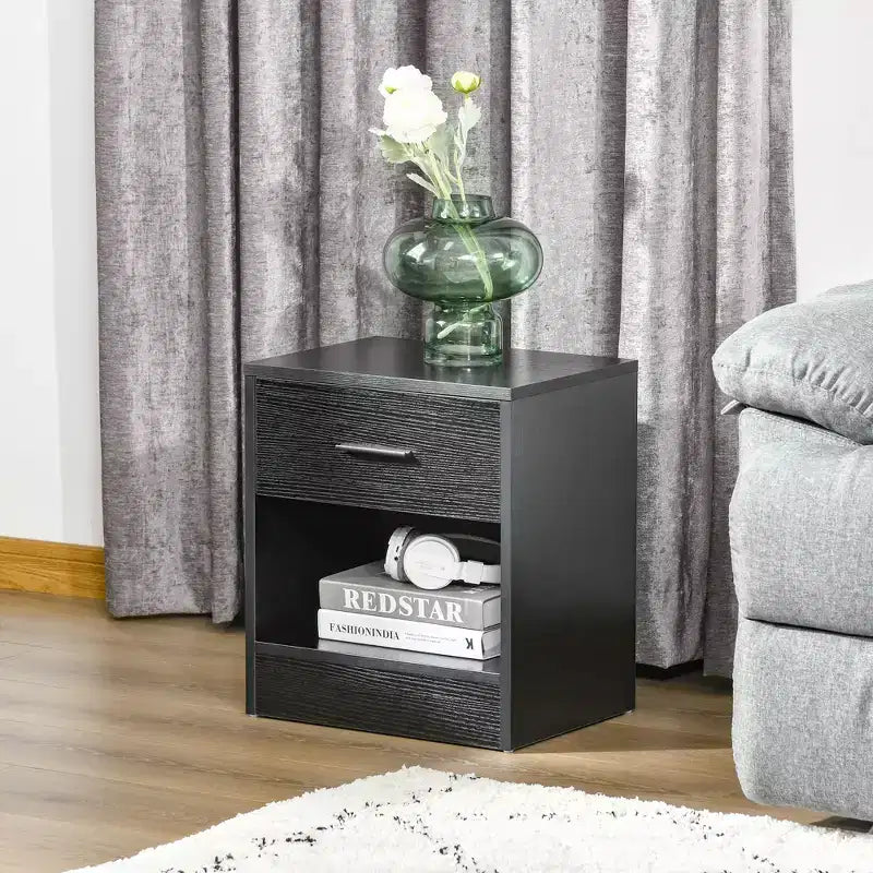 Weißer Beistelltisch mit Schublade und offenem Fach, 40×30×45 cm – für Wohnzimmer