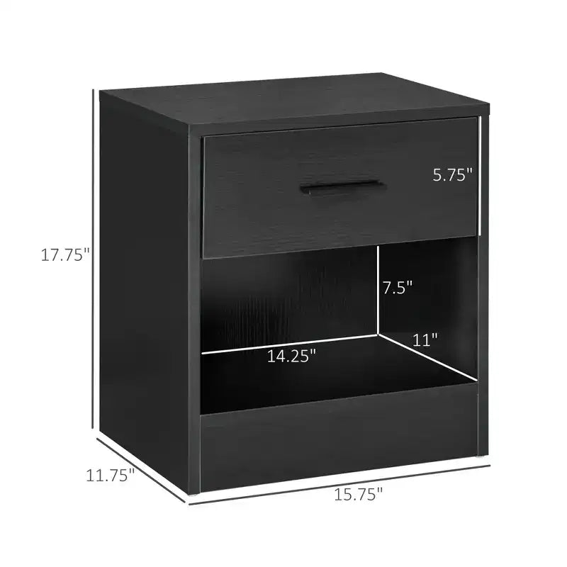 Weißer Beistelltisch mit Schublade und offenem Fach, 40×30×45 cm – für Wohnzimmer