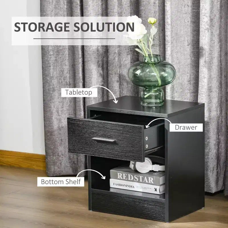 Weißer Beistelltisch mit Schublade und offenem Fach, 40×30×45 cm – für Wohnzimmer