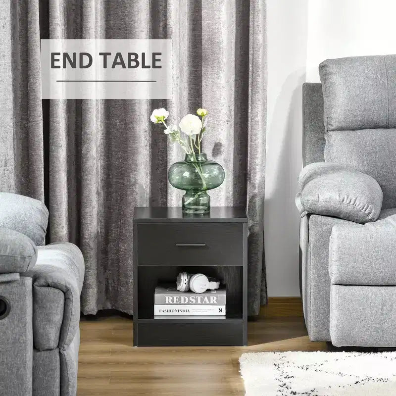 Weißer Beistelltisch mit Schublade und offenem Fach, 40×30×45 cm – für Wohnzimmer
