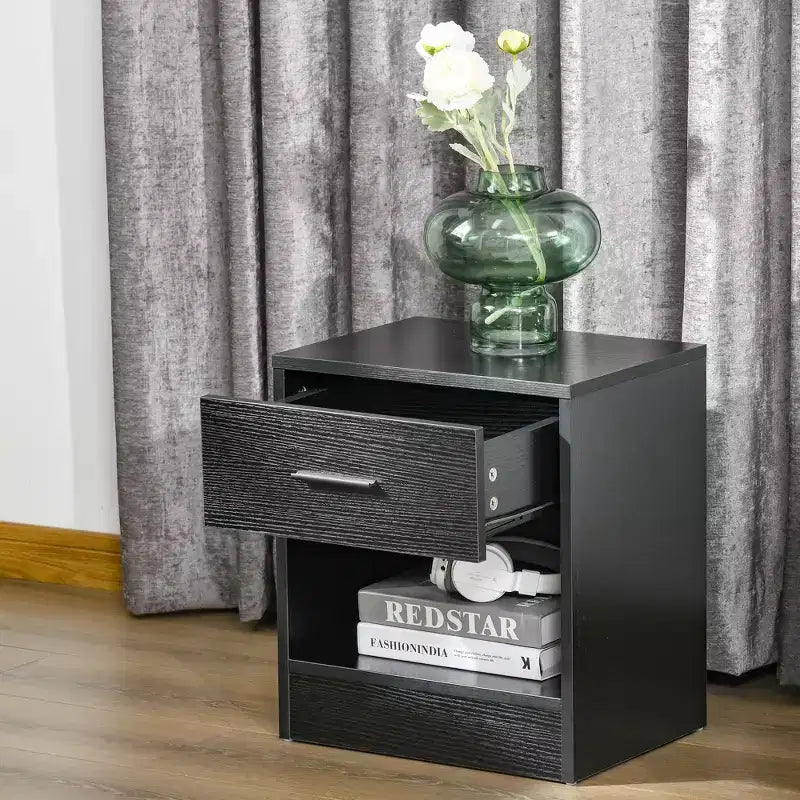 Weißer Beistelltisch mit Schublade und offenem Fach, 40×30×45 cm – für Wohnzimmer