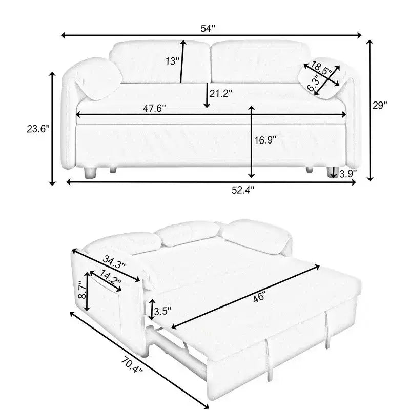 Velvet 2-Seater Sofa Bed with Side Pockets, 130 cm – Black / Yellow