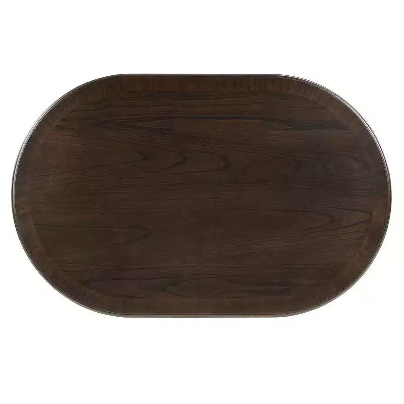 Ovale Kaffeetisch aus Holzfurnier mit X-förmigem Gestell, 112×71×43 cm – Braun / Espresso