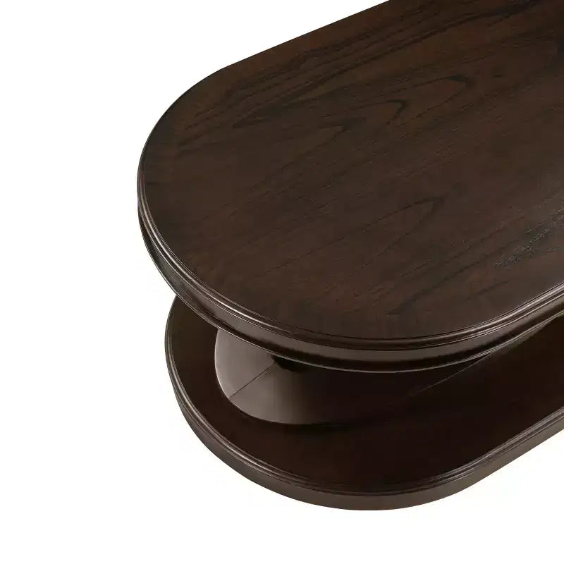 Ovale Kaffeetisch aus Holzfurnier mit X-förmigem Gestell, 112×71×43 cm – Braun / Espresso