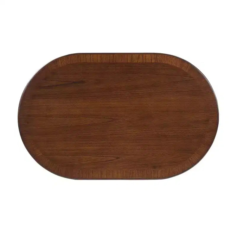 Ovale Kaffeetisch aus Holzfurnier mit X-förmigem Gestell, 112×71×43 cm – Braun / Espresso