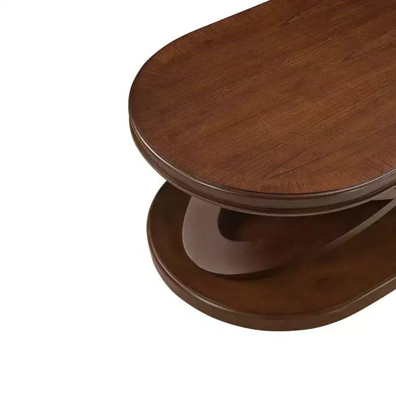 Ovale Kaffeetisch aus Holzfurnier mit X-förmigem Gestell, 112×71×43 cm – Braun / Espresso