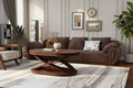 31.5 Modern Oval Coffee Table with X-Shaped Base, Minimalist Wood Veneer Sofa Center Table for Living Room or Home Office-Panipeachy