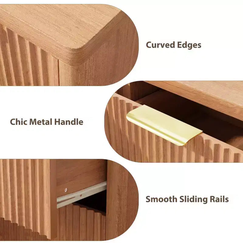 Sideboard aus Holz mit 3 Schubladen, 2 Türen und goldenen Griffen, 120×40×75 cm – für Esszimmer