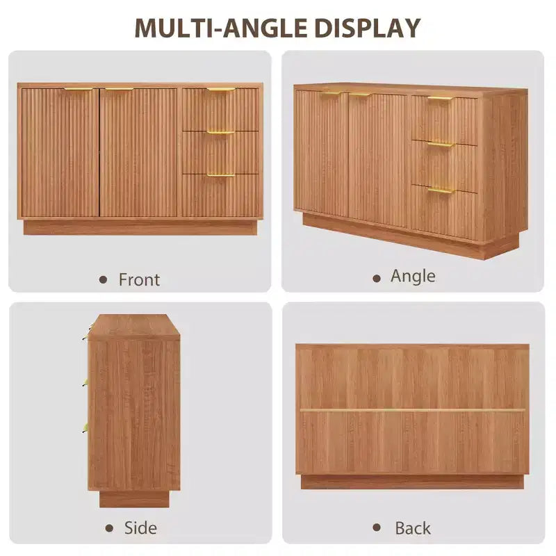 Sideboard aus Holz mit 3 Schubladen, 2 Türen und goldenen Griffen, 120×40×75 cm – für Esszimmer
